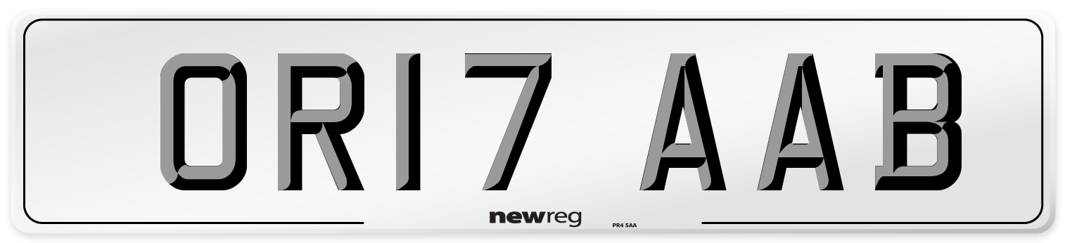 OR17 AAB Number Plate from New Reg